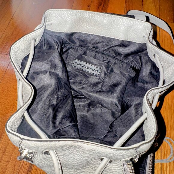 Rebecca Minkoff Bryn Pebbled Leather Backpack Grey Periwinkle Silver Hardware - Picture 8 of 8